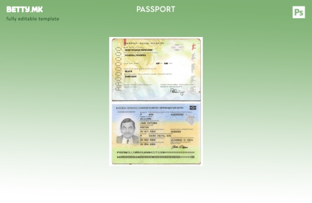 Модерен стил кениски пасош (сегашен) шаблон